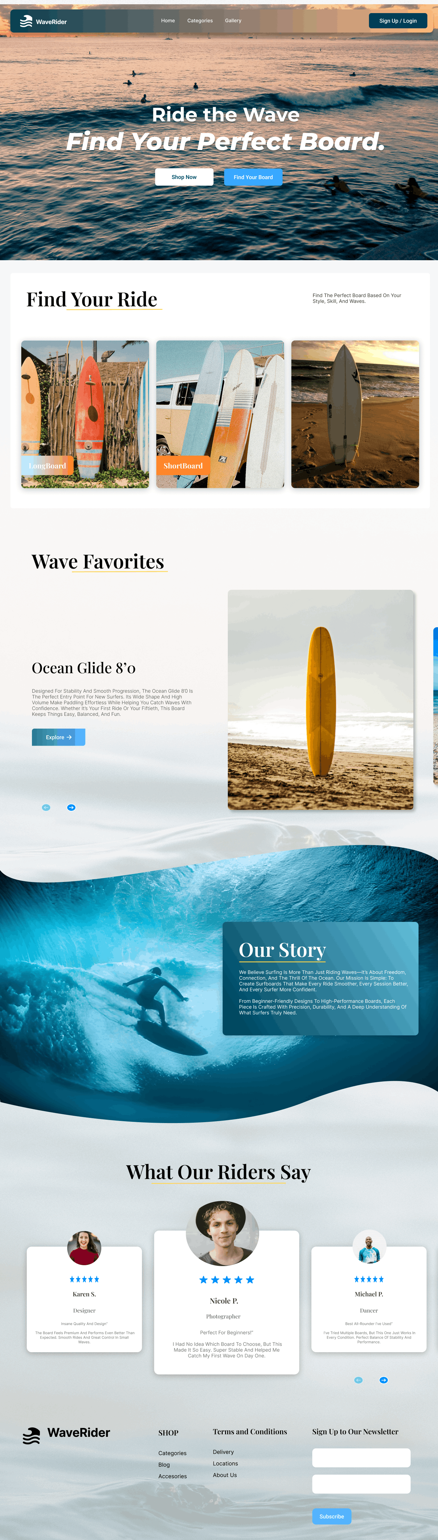 WaveRider homepage screenshot