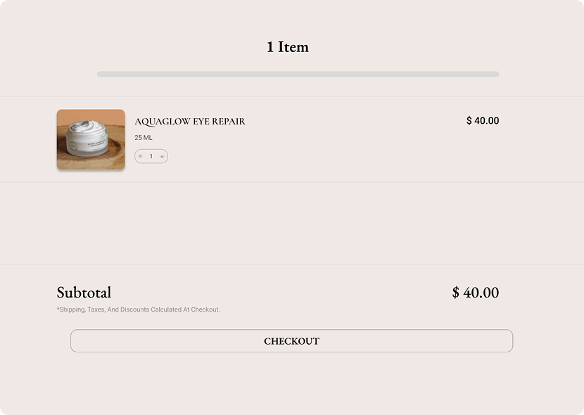 Lumiera shopping cart screenshot
