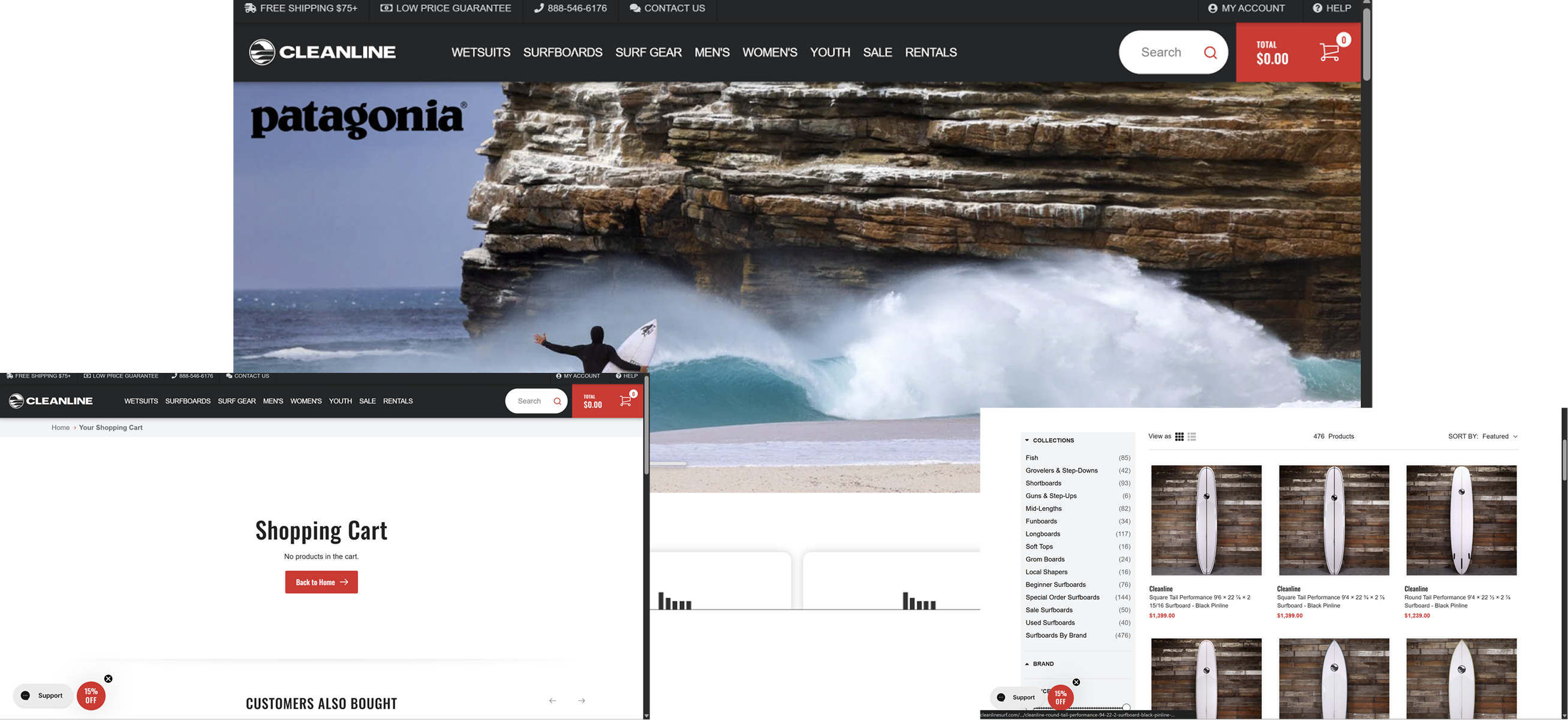 Cleanline Surf homepage screenshot