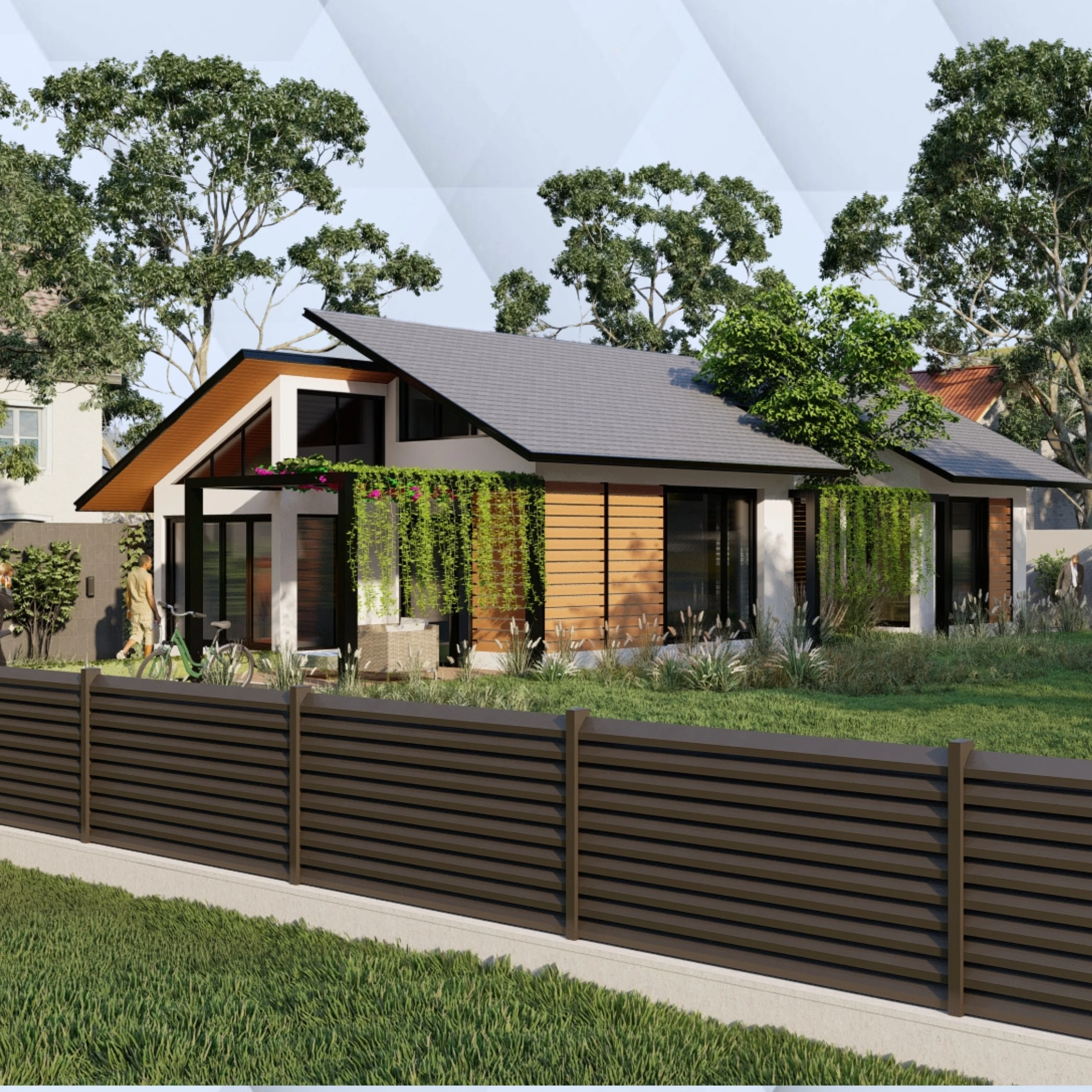 Kuća sa ogradom i kapijom