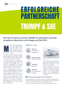 Ein Screenshot der Success Story - Trumpf und SAE!