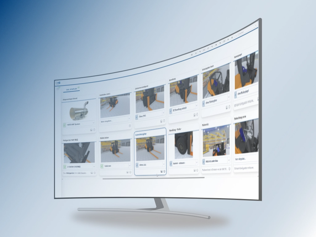 Ein Monitor mit dem SAE Vertriebskonfigurator.