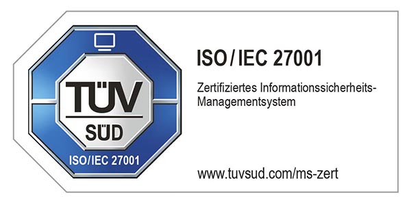 Das ISO 27001 Zertifikat.