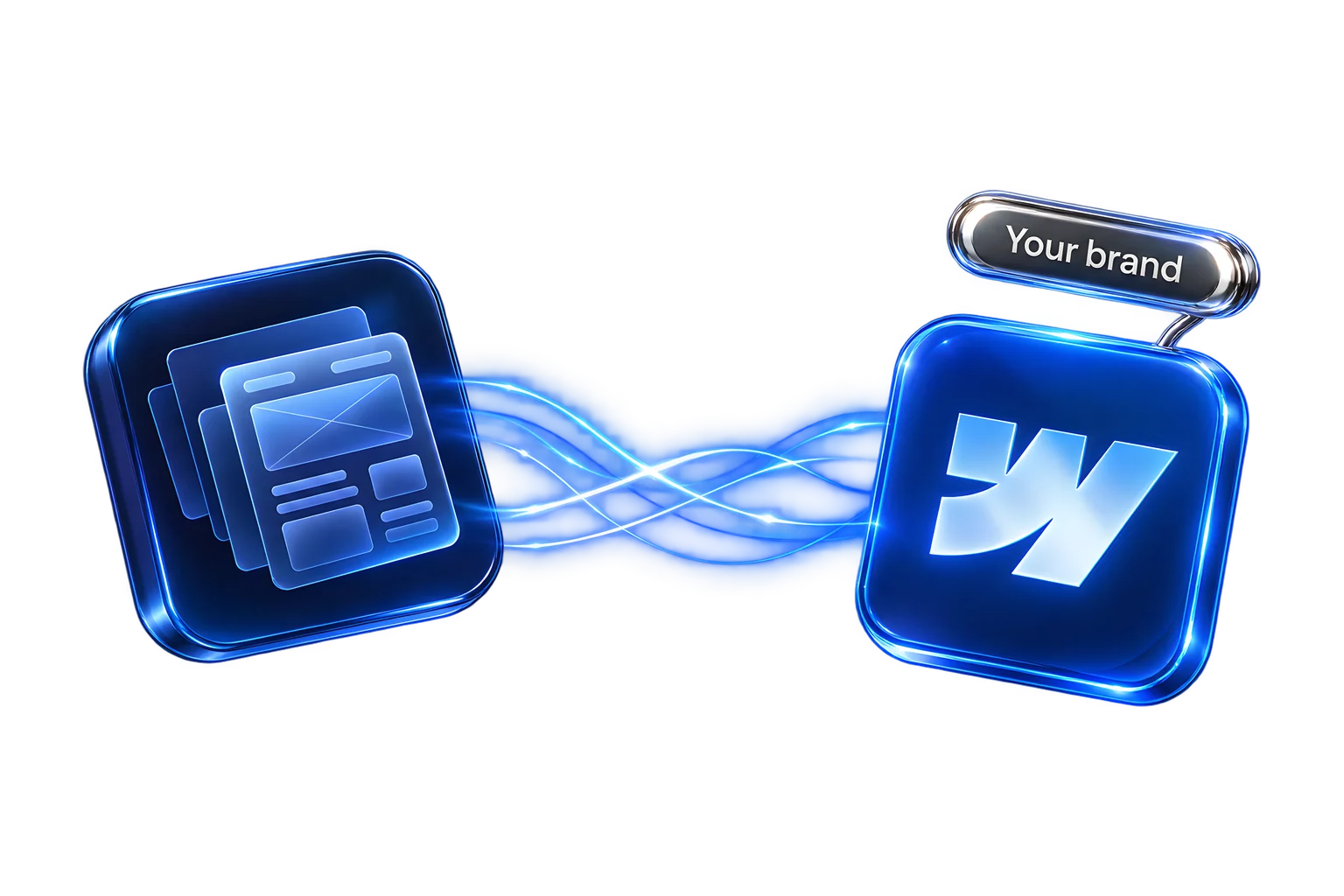 Design files flowing into a Webflow build tagged Your brand