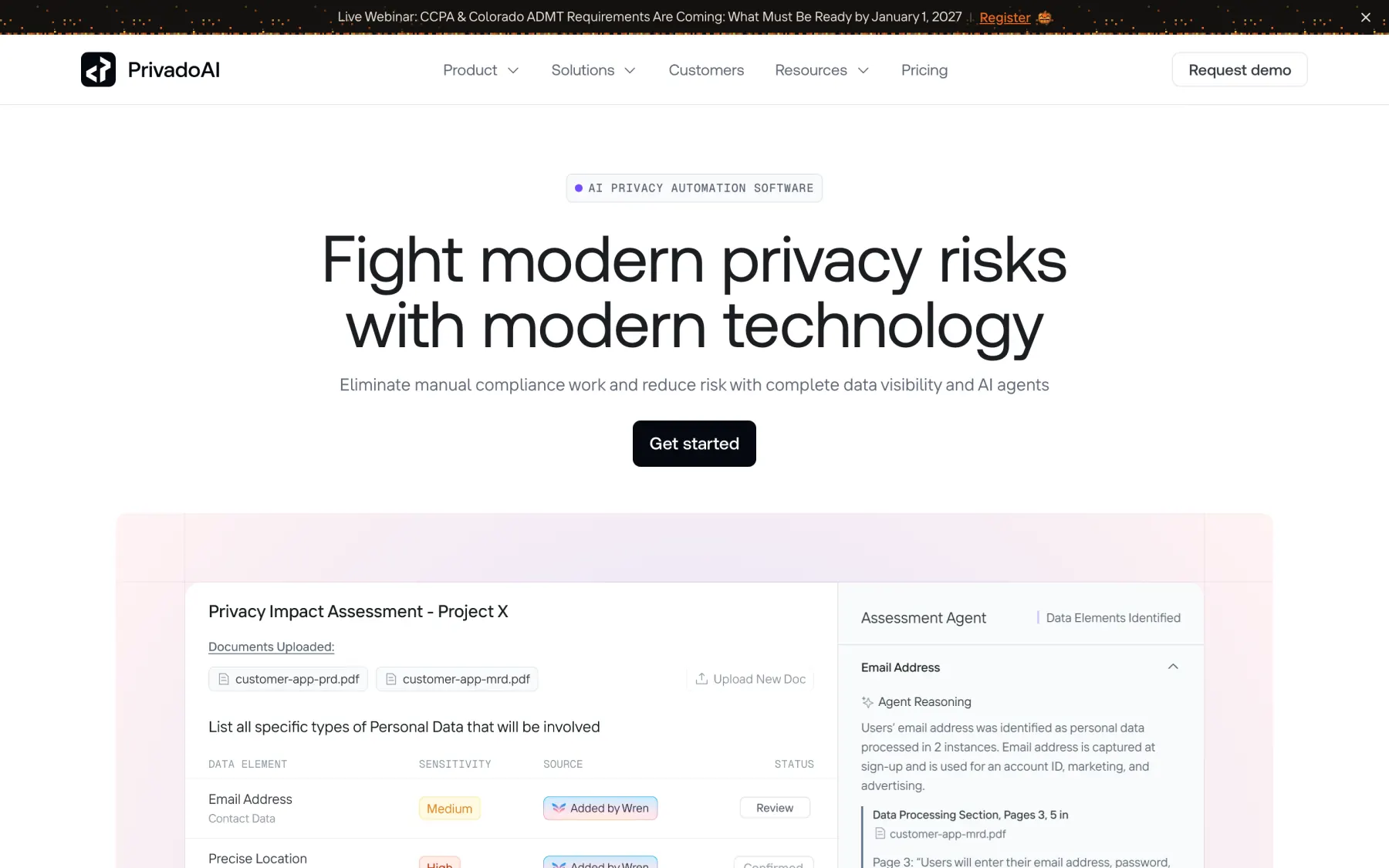 The privado.ai homepage on desktop