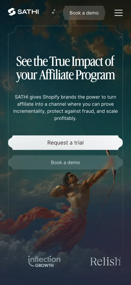 The mysathi.io homepage on a phone