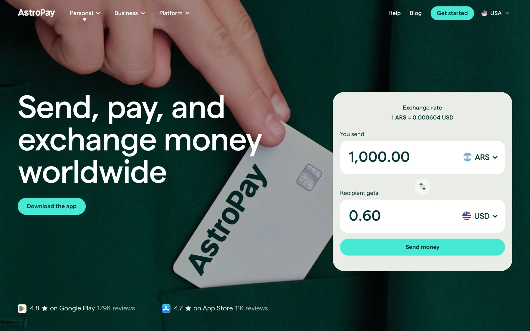 The astropay.com homepage on desktop
