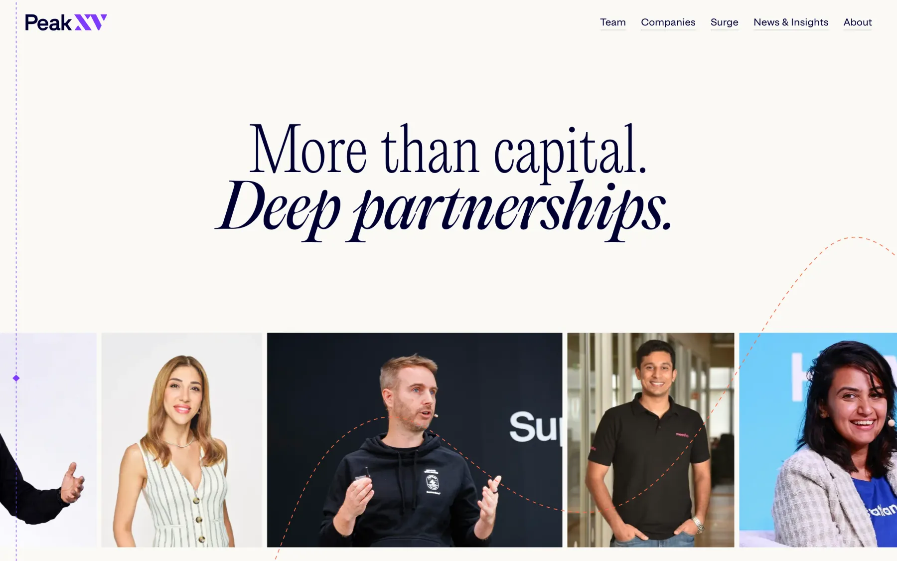 The peakxv.com homepage on desktop