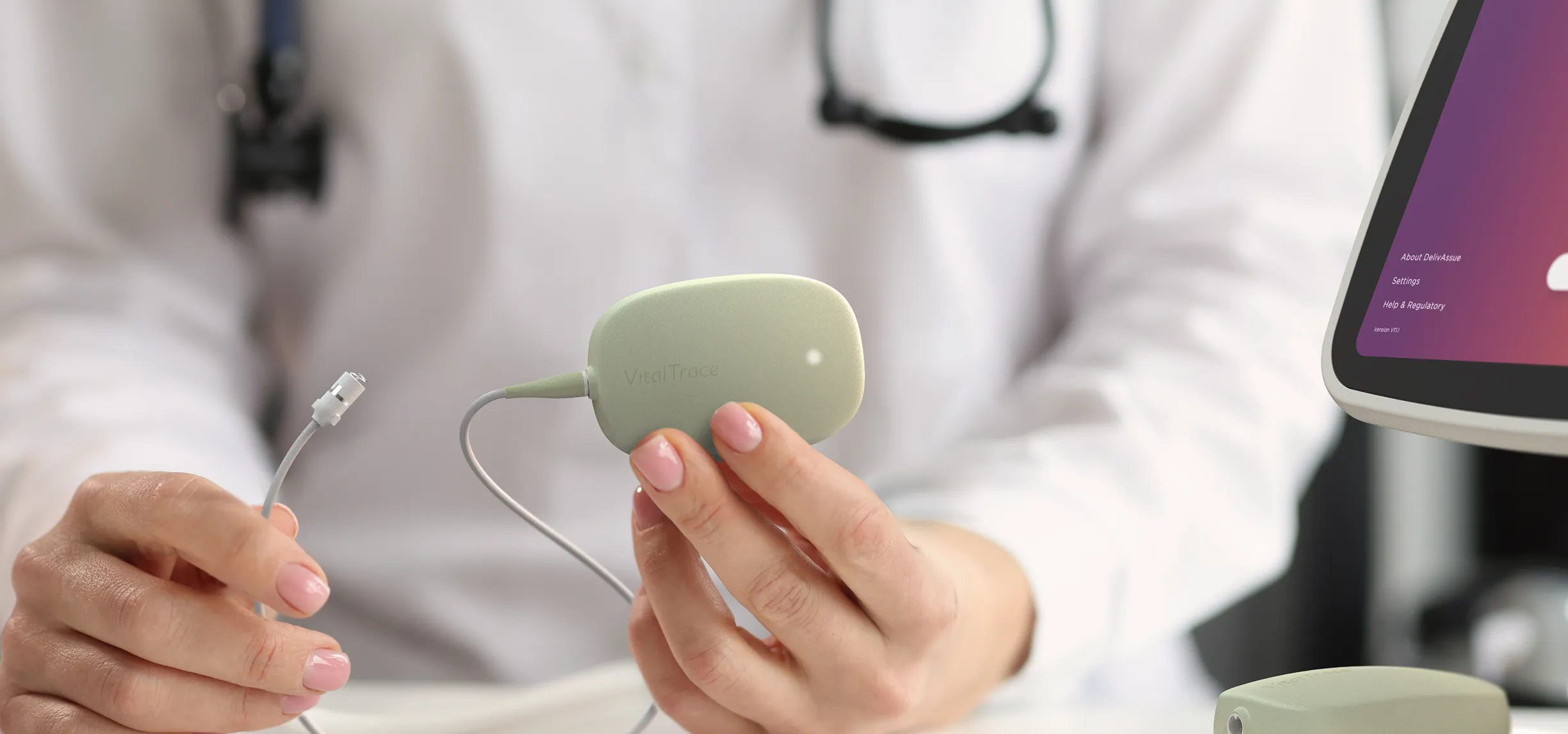 A person is holding a device in their hands.