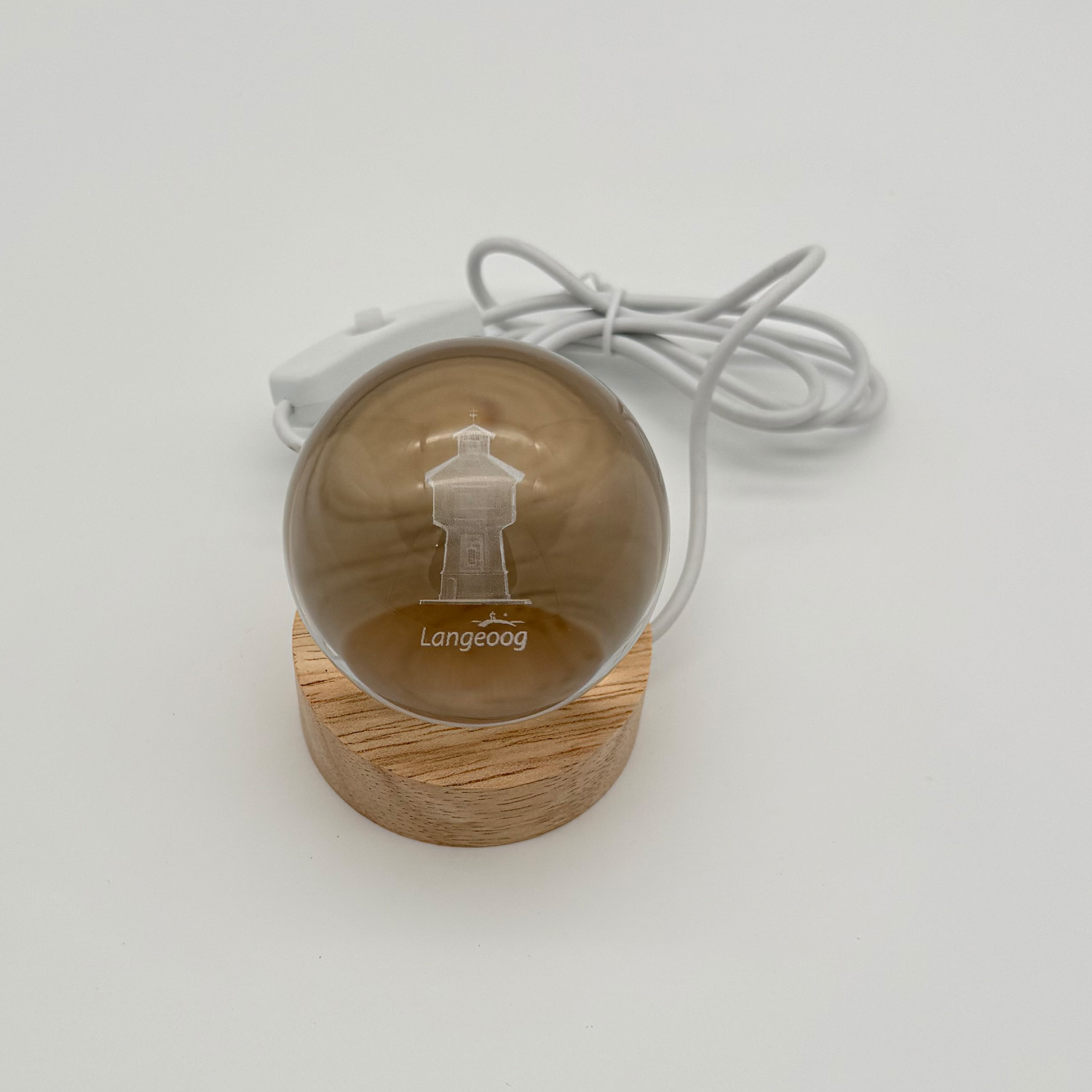 Langeoog Glaskugel mit LED Beleuchtung