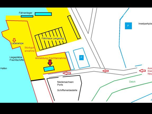 Ihre Anfahrtsskizze für die Frachtannahme in Bensersiel