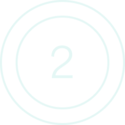 Blue number two inside two concentric circles on white background.