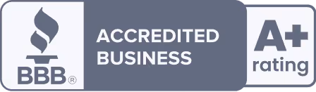 Better Business Bureau accredited business badge with A+ rating.