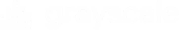 Grayscale logo with a dotted grid icon to the left of the word grayscale in lowercase letters.