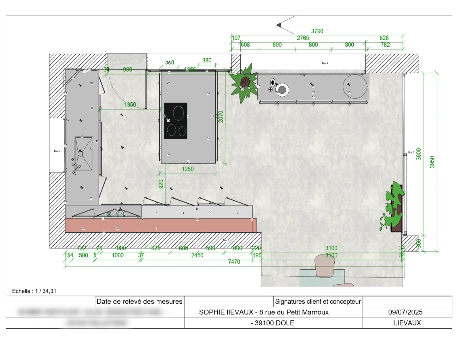 Plan préparatoire vue du dessous d'un projet d'architecture d'intérieur