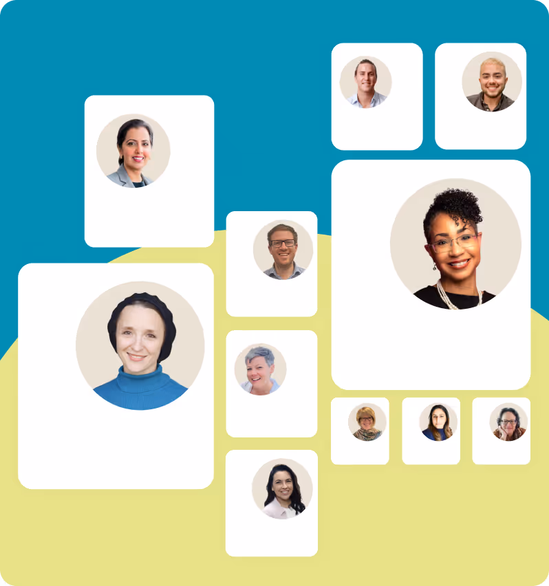 Group of diverse therapists in supportive online couples therapy community.