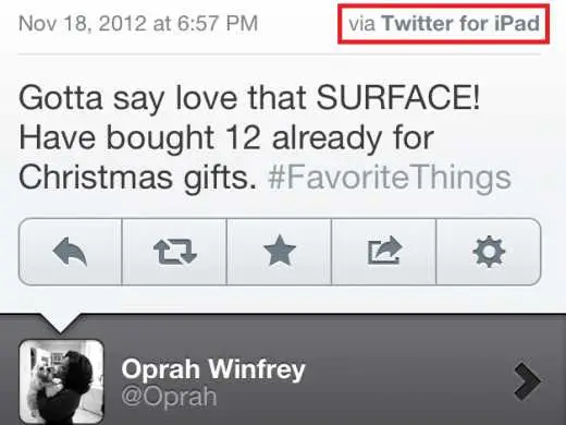Oprah tweet from iPad