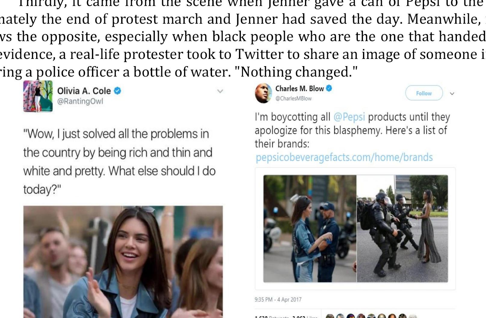 Pepsi x Kendall Jenar tweets