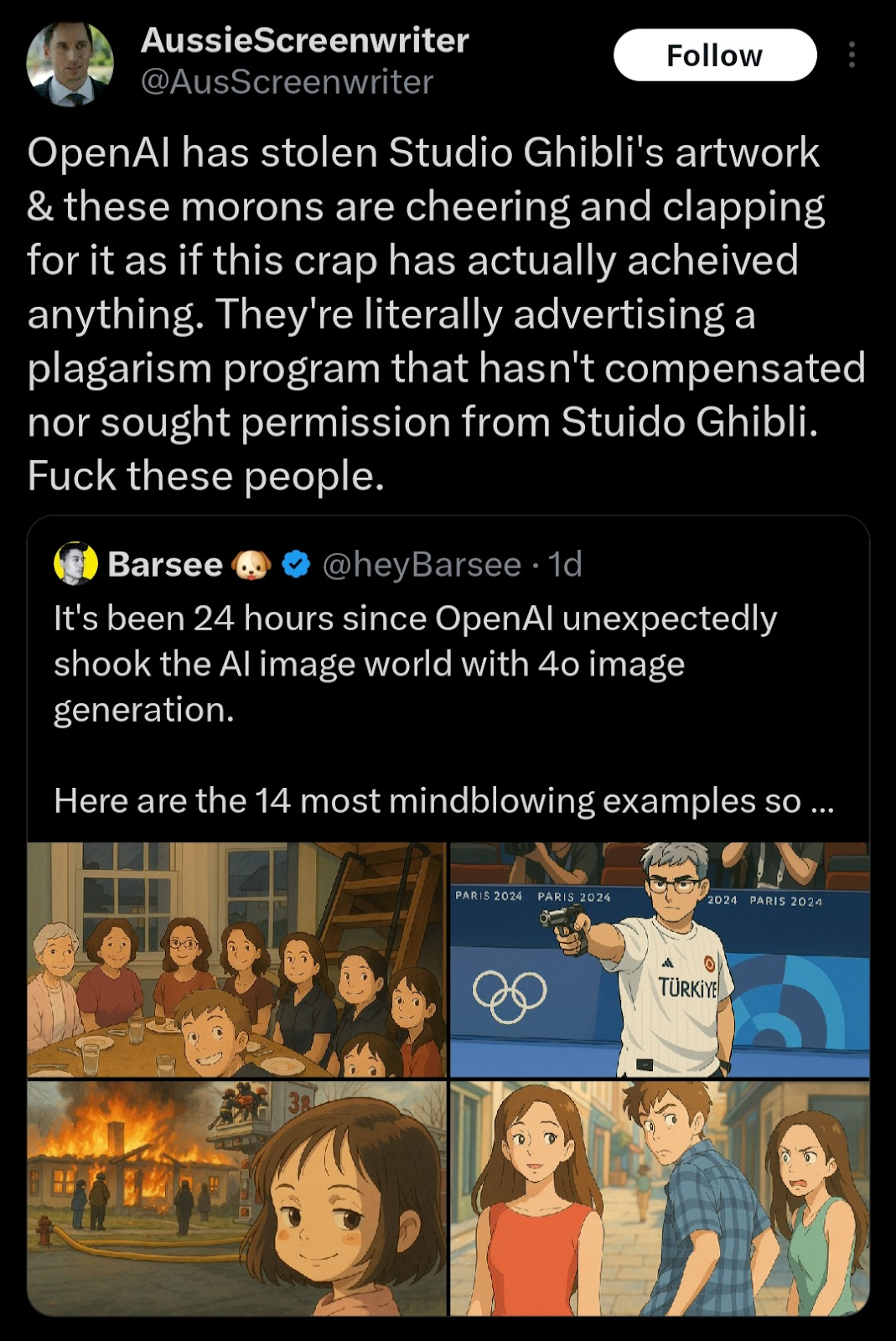 Negative social sentiment over use of AI to "steal" works of artists.