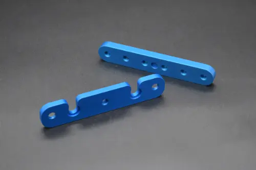 Soft sulfuric blue anodised support bracket