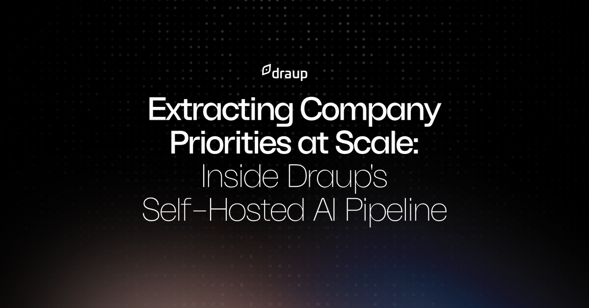 Architecture of Draup's self-hosted AI pipeline for extracting company priorities
