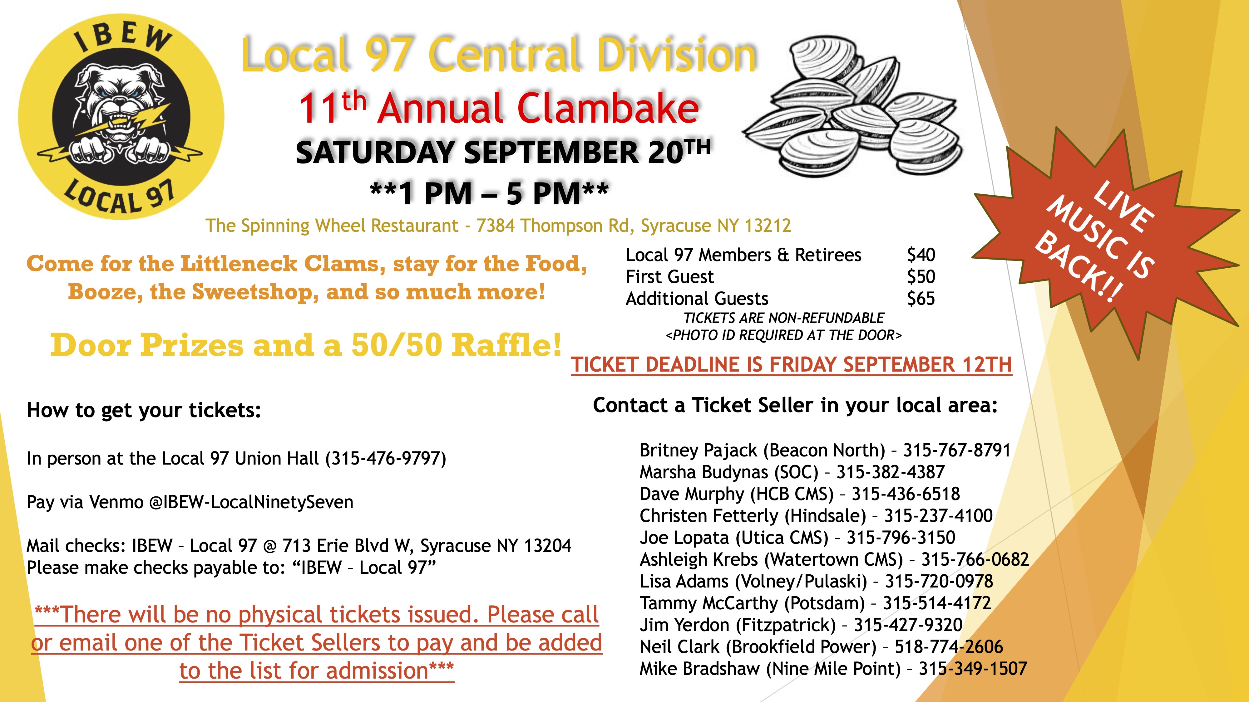 CENTRAL DIVISION- 11th Annual Clambake