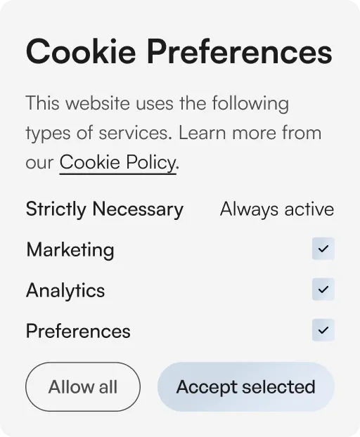 Cookie Preferences Pop Up