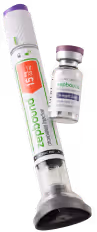 Zipobound injectable vial and syringe with orange and green labeling.