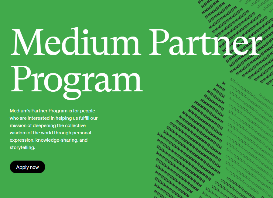 Promotional graphic for Medium’s Partner Program, inviting creators to monetize through storytelling and knowledge-sharing. This serves as a visual reference in the article to highlight how platforms like Medium once courted publishers with supportive programs—before ultimately pulling back support, reflecting a familiar pattern of Big Tech’s shifting priorities.