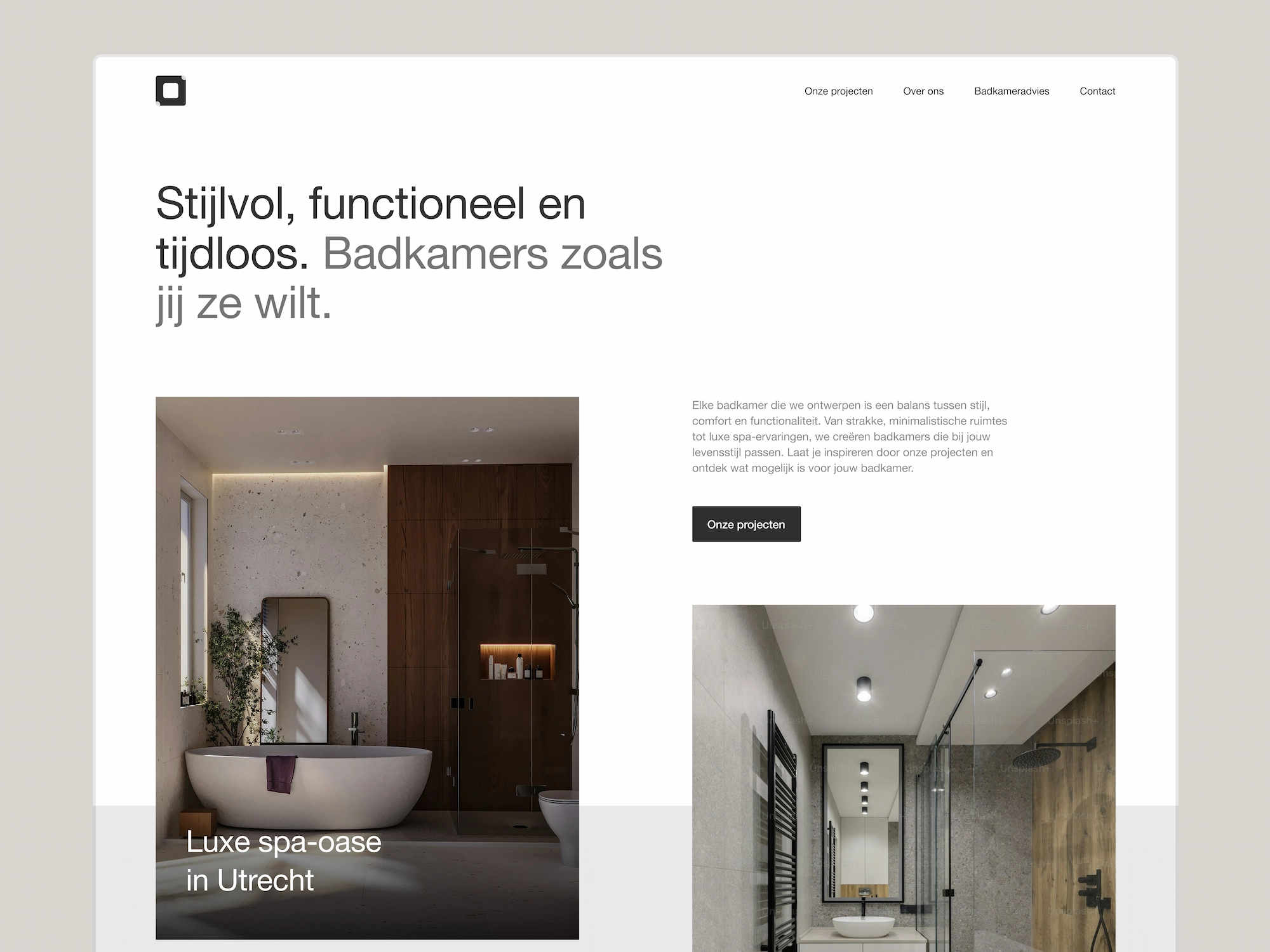 Website snippet van badkamer architect