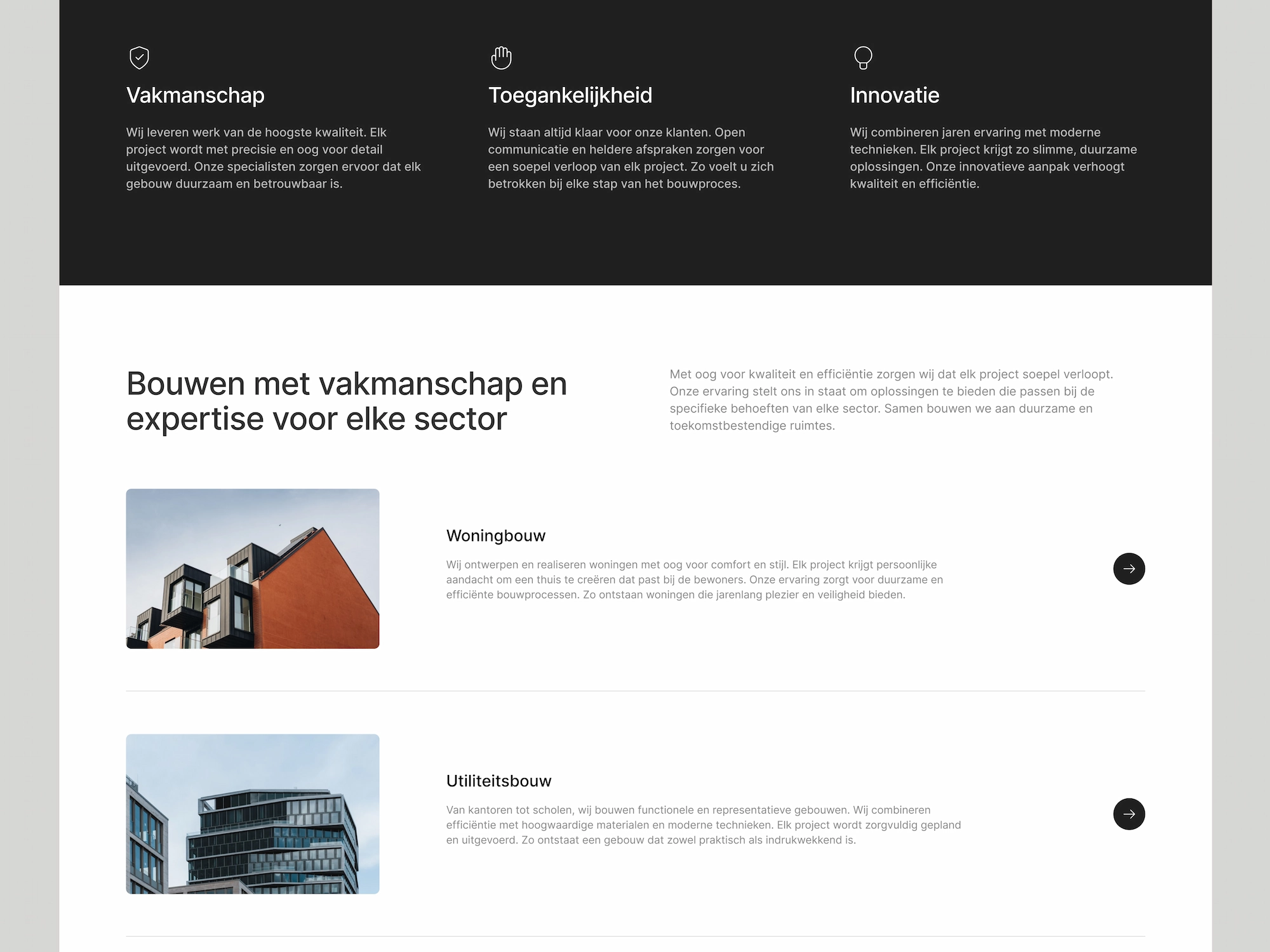 website snippet van mid-section webpagina NARW