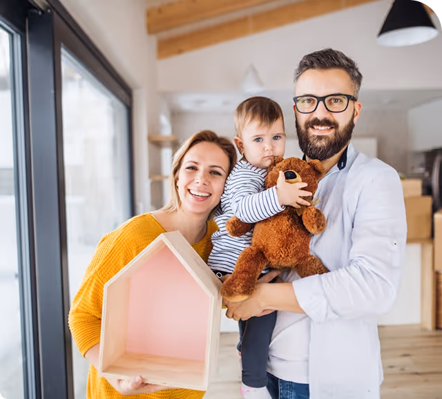 Photo d'une famille de trois prersonnes