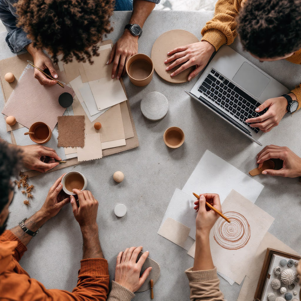 [team] image of teamwork in the studio (for a graphic design studio)