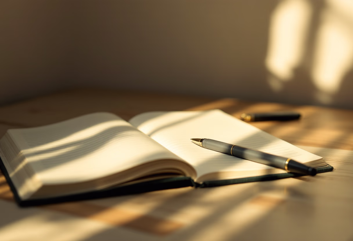 image of notebook and pen on a desk (for a b2b saas)