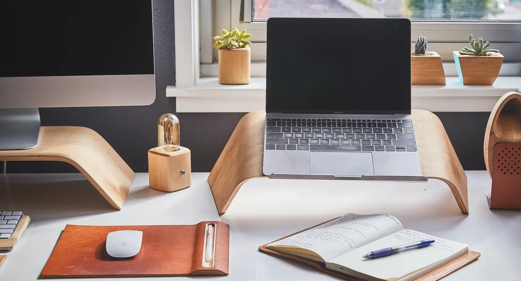 A desk set up