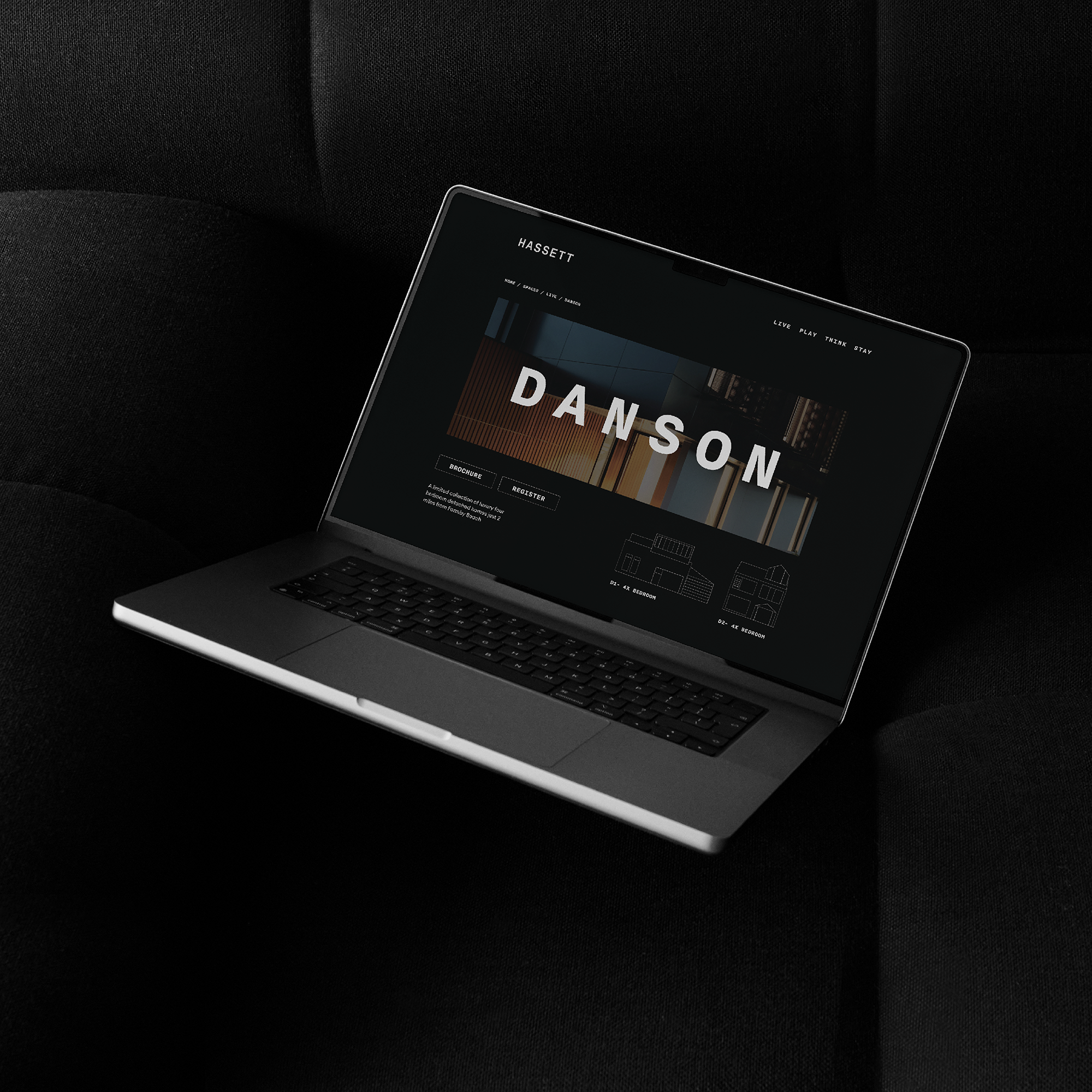 Laptop showing landing page of property