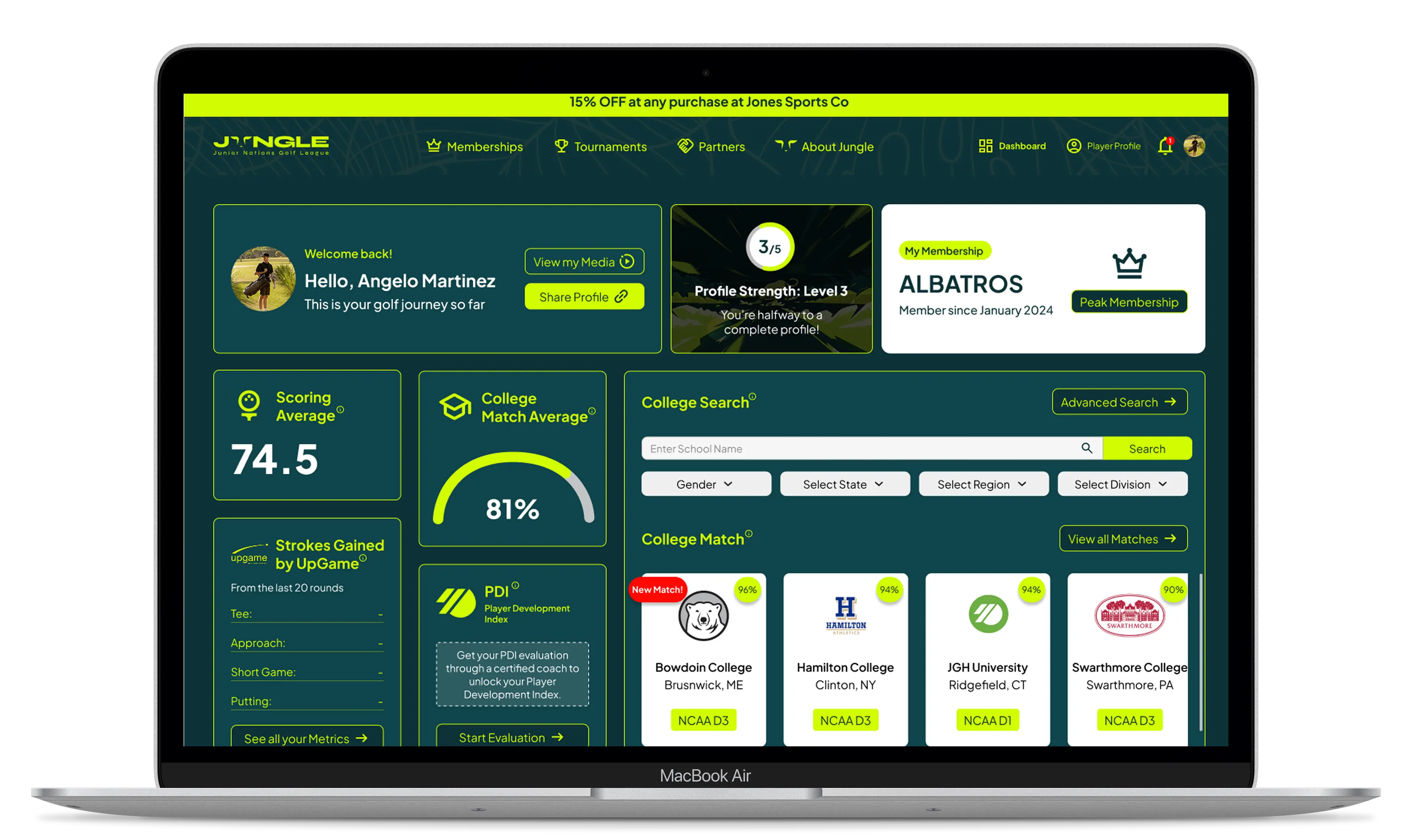 Jungle college recruiting dashboard