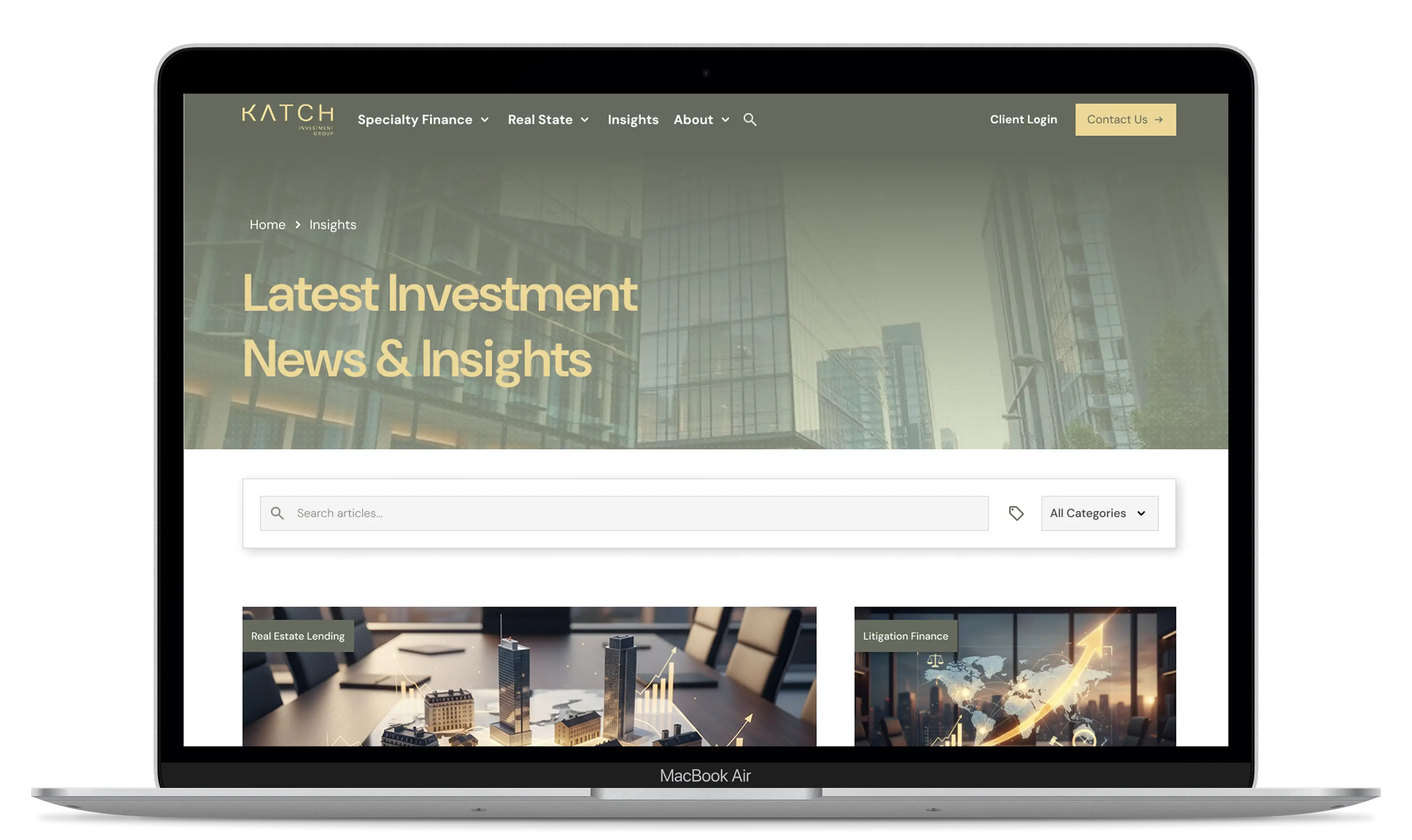 Página de noticias de Katch Investment