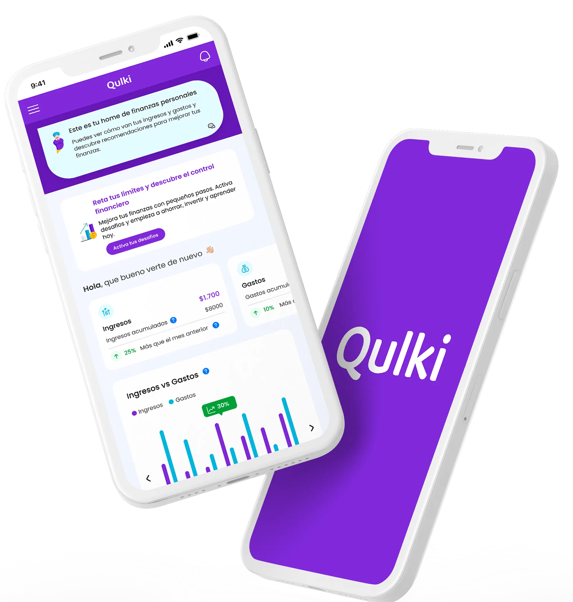 Pantallas de la app de presupuesto Qulki en un celular