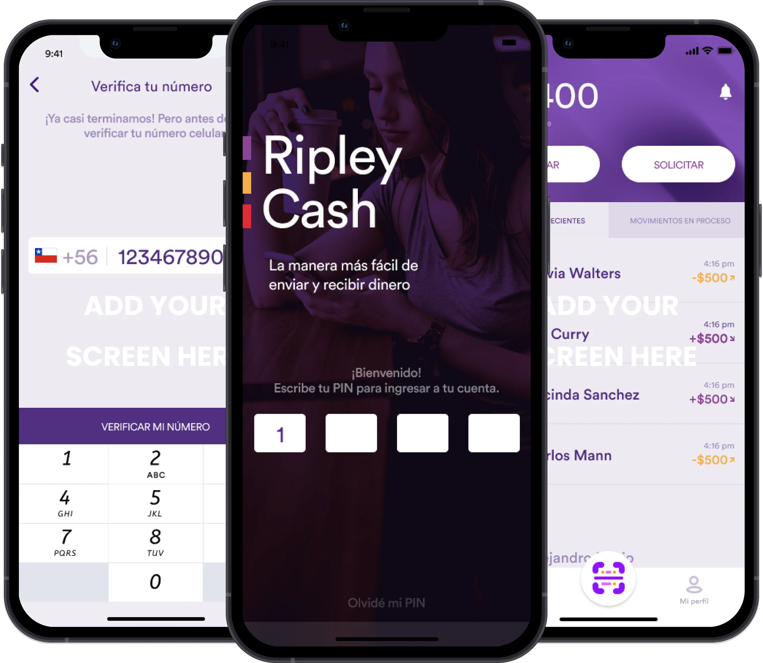Pantallas de la app Ripley Cash de Banco Ripley