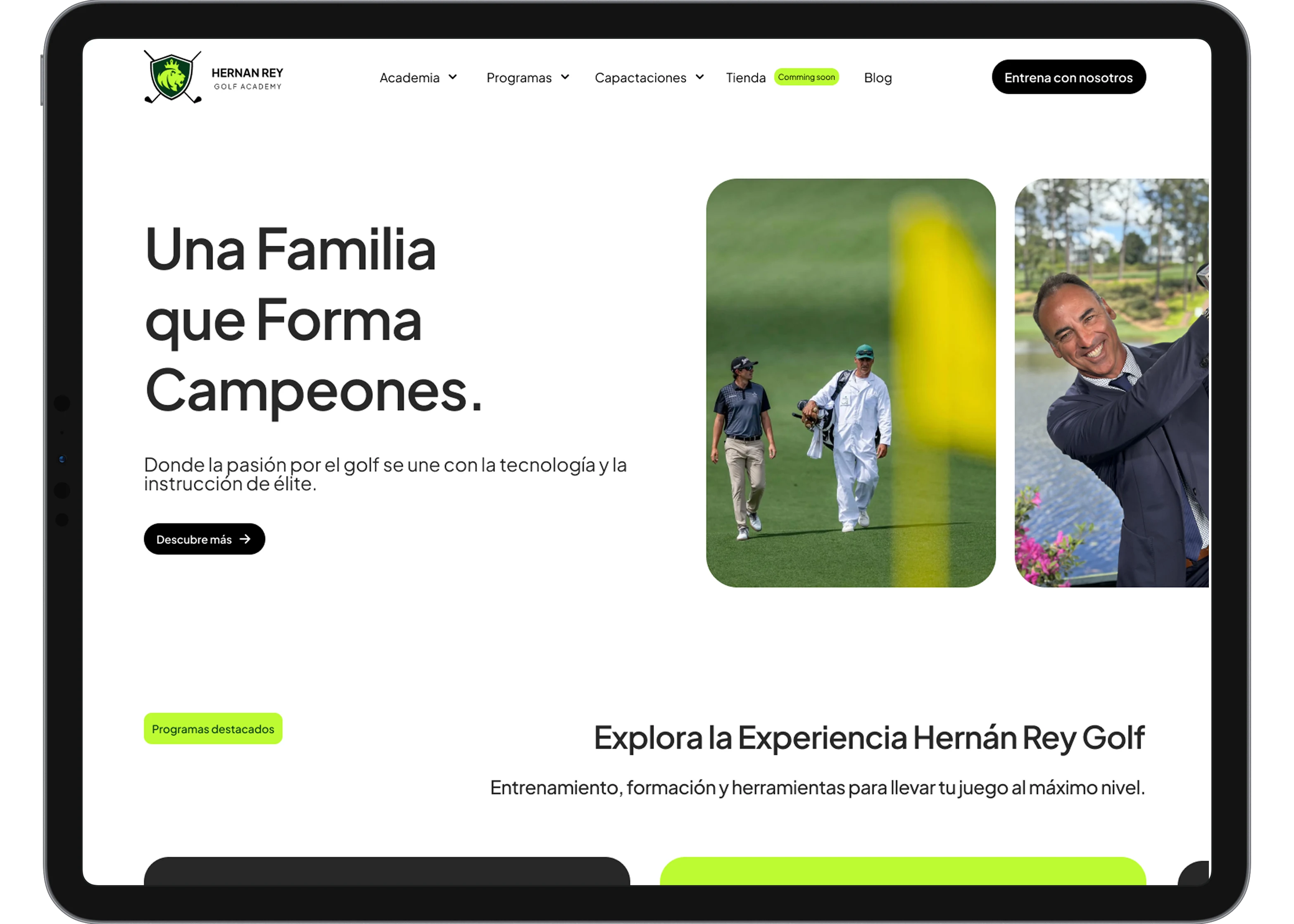 Home del sitio web de Hernán Rey Golf Academy