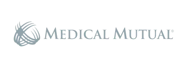 Medical Mutual logo with stylized abstract emblem to the left of the text.