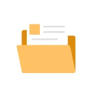 Yellow folder with documents inside on a white circular background.