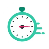 Illustration of a stopwatch with motion lines indicating speed or quick timing.