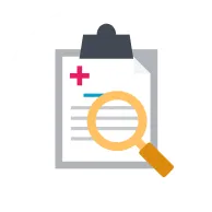 Yellow folder with documents inside on a white circular background.