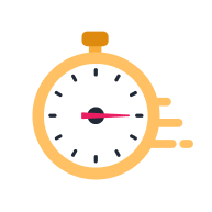 Illustration of a stopwatch with motion lines on the right side, symbolizing fast time or speed.