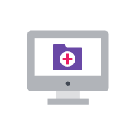 Computer monitor displaying a purple folder icon with a red cross symbol on it.