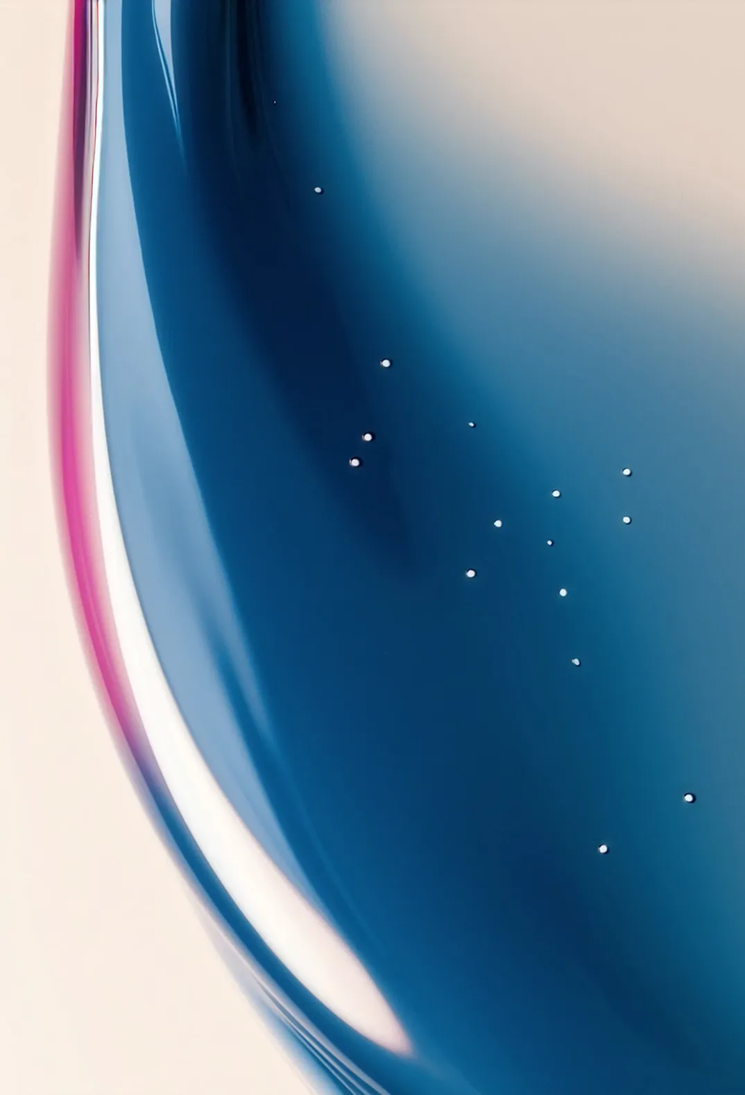 Abstract dark blue gradient background with soft light streaks and small white glowing dots.