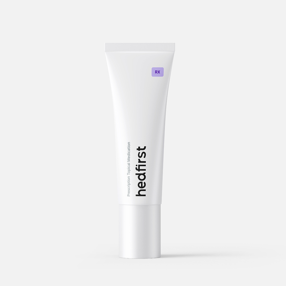 Prescription medication bottle labeled 'hedfirst' with clean, minimalist packaging design.