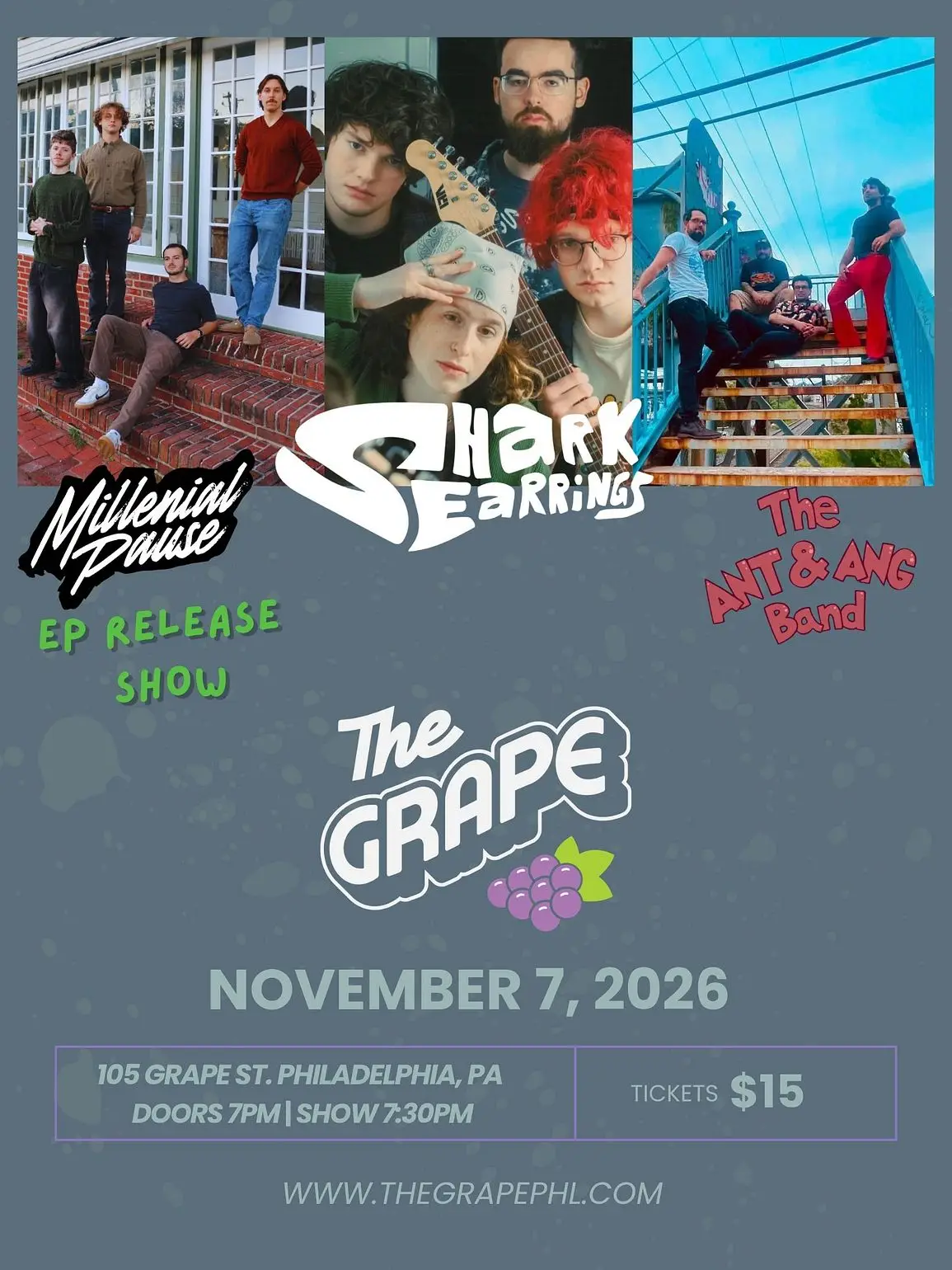 Millennial Pause (EP Release Show) with Shark Earrings + The Ant & Ang Band